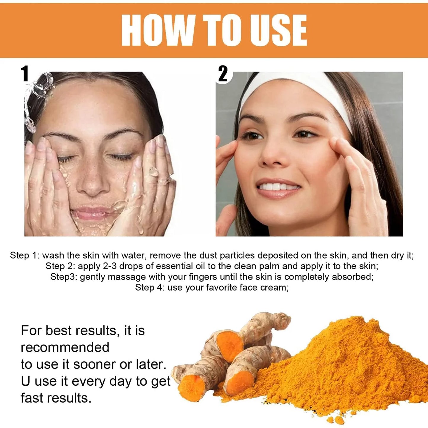 Go Radiant! Turmeric Face Oil remove Dark Spots All Skin types (Women / Men)