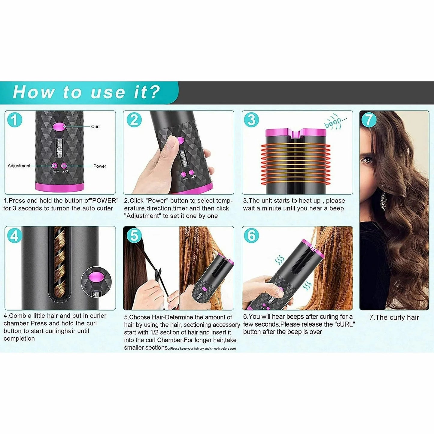 Portable Automatic Hair Curler | Portable Automatic Curler|Éclat Élite