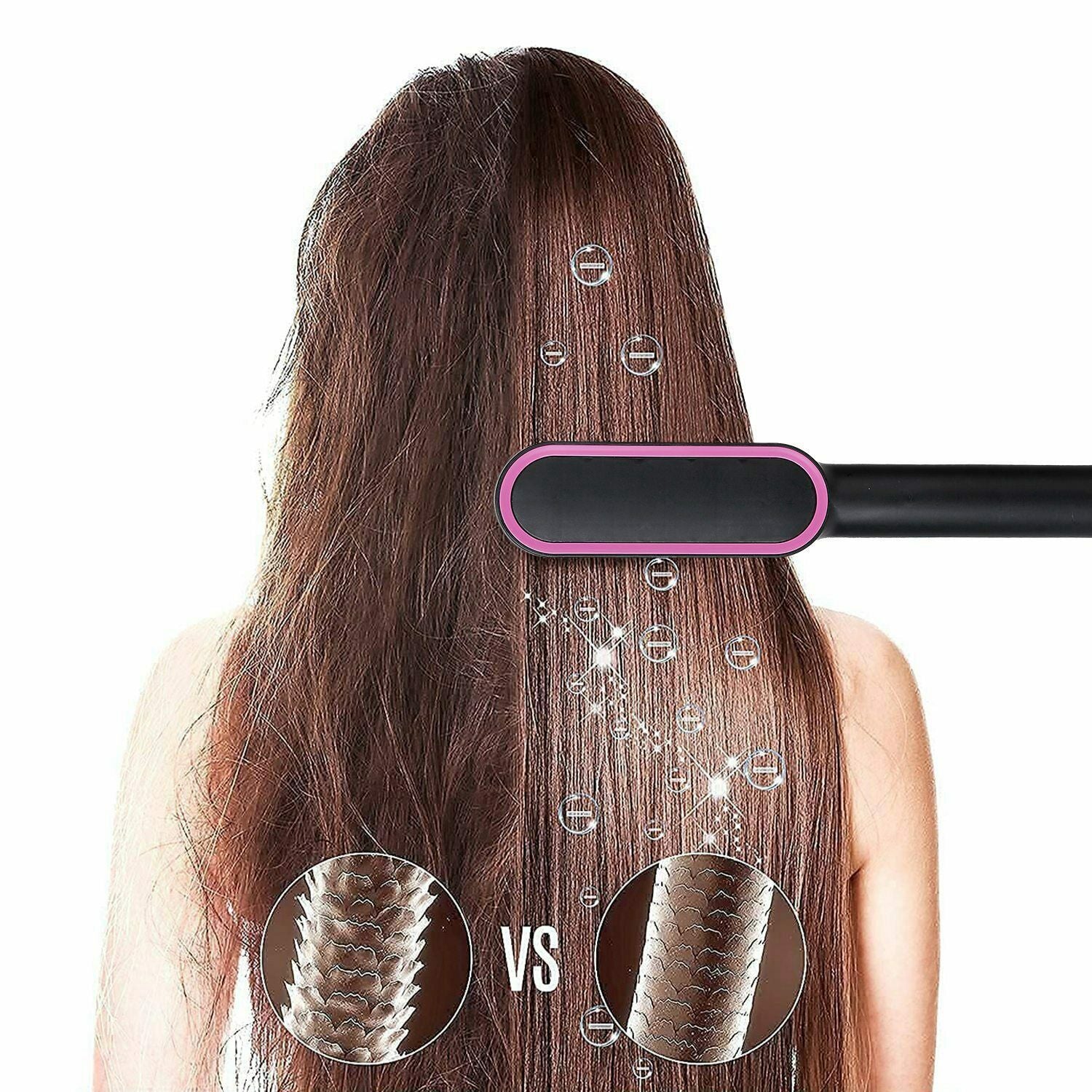 2-In-1 Electric Hair Straightener Brush Hot Comb Adjustment Heat Styling Curler Anti-Scald Comb, 2-In-1 Styling Tool for Long-Lasting Curls and Straight Hair